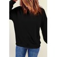 thumbnail image 4 of POGLIP Women's Black Plain Crew Neck Pullover Sweatshirt, 4 of 6
