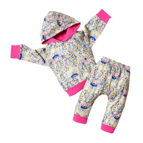 SYNPOS 3-18M Newborn Baby Girl Long Sleeve Hoodie   Floral Pants Outfits Set 2PCS Set