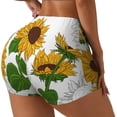 thumbnail image 2 of Sigee Plump Sunflower And Sketch Print Women's High Waist Workout Shorts - Squat Proof, Tummy Control, Yoga and Gym Activewear-Small, 2 of 9