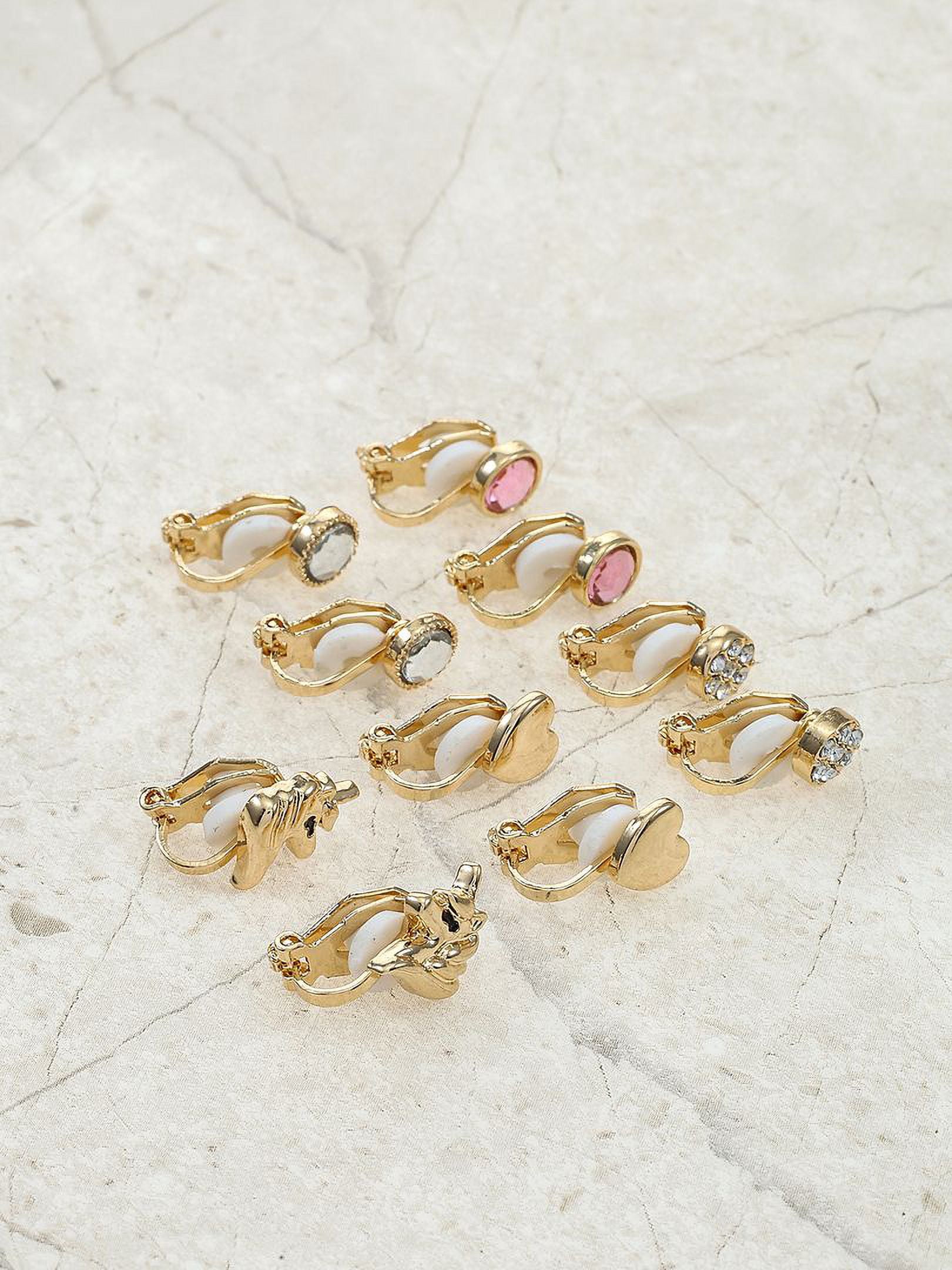 Wonder Nation Girls Goldtone Clip-On Earring Set, 5 Pairs