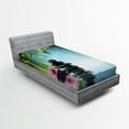 thumbnail image 1 of Ambesonne Spa Themed Fitted Sheet, Hibiscus Branch on Water, Twin Size, Petrol Blue Lime Green, 1 of 2
