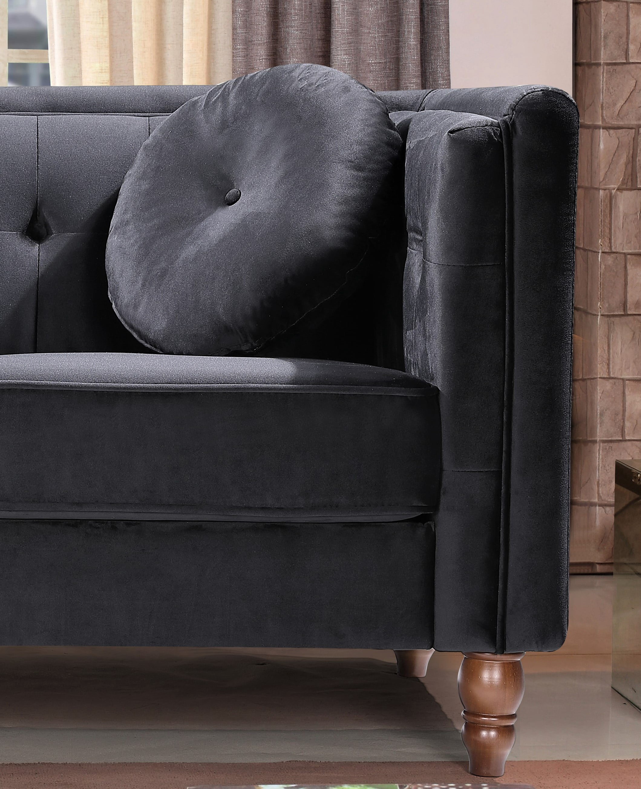 Uspridefurniture Velvet Loveseat, Black