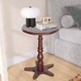 thumbnail image 5 of Round Wooden Pedestal Side Table with Vintage Charm - Walnut Brown, 5 of 10