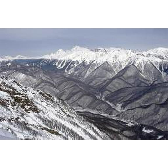 Snowy Mountain Scene Glossy Poster