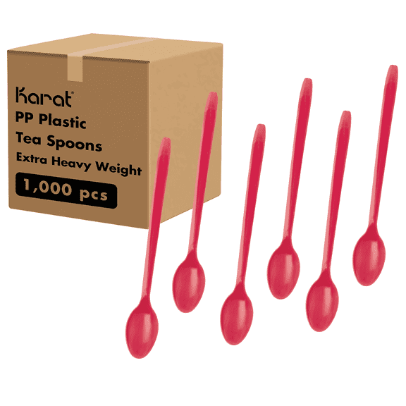 Karat PP Plastic Heavy Weight Soda Spoons - Red - 1,000 ct