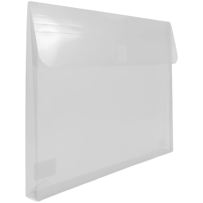 JAM Paper Plastic Expansion Envelopes, Hook & Loop, Letter Booklet, 9 3/4 x 13, 1 in Expansion, Clear, 3/Pack