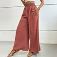 thumbnail image 5 of FUNUONY Womens Wide Leg Pants Casual Palazzo Flowy Pleated Trouser Woman Elastic High Waisted Loose Fit Lounge Pant Comfy 2025 Elastic with Flared Elegant Commuting Casual Pants Red Xl, 5 of 9