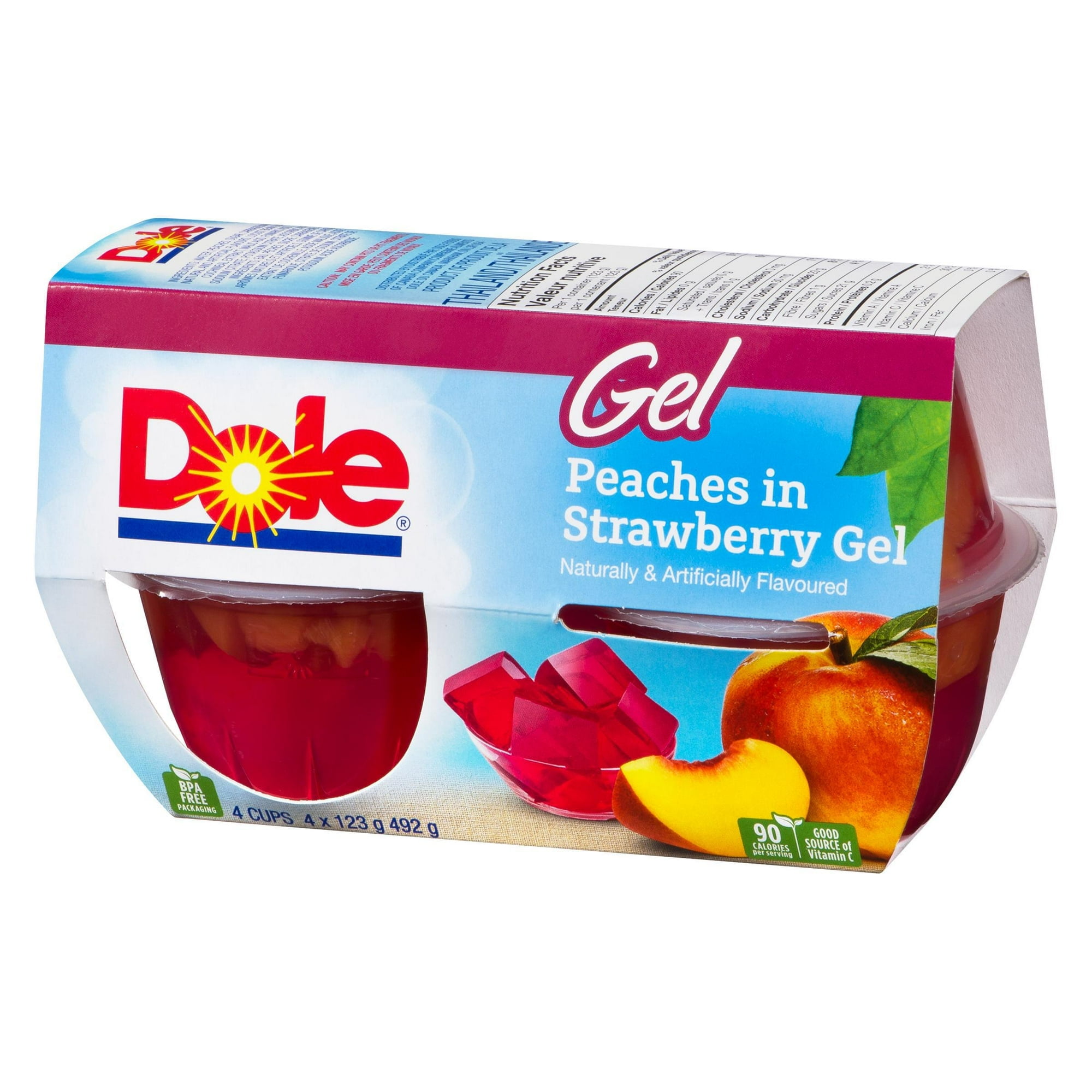 Dole Peaches in Strawberry Gel, 4 Cups, 492 g