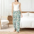 thumbnail image 4 of Salouo Floral In Teal Print Women's Pajama Pants Casual Loose Sweatpants PJs Flowy Pants Drawstring Palazzo for Women Wide Leg Pants Lounge Pajama -X-Large, 4 of 8