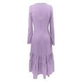 thumbnail image 6 of Gala Dresses for Women Western Style Button Front Ruffle Detail Long Sleeve Maxi Dress Vintage Formal Dress Dress Purple XXL, 6 of 6