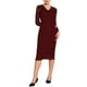 thumbnail image 1 of VESTIDO MIDI DE ENCAJE FLORAL CON MANGAS LARGAS TRANSPARENTES Y ESCOTE EN V PARA MUJER INSPIRE CHIC S VINO ROJO, 1 of 5