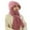 Pink, variant on Unisex Womens&Mens Adult Solid Integrated Ear Windproof Hat Scarf Hooded Scarf Winter Scarf Knitted Hat Sets