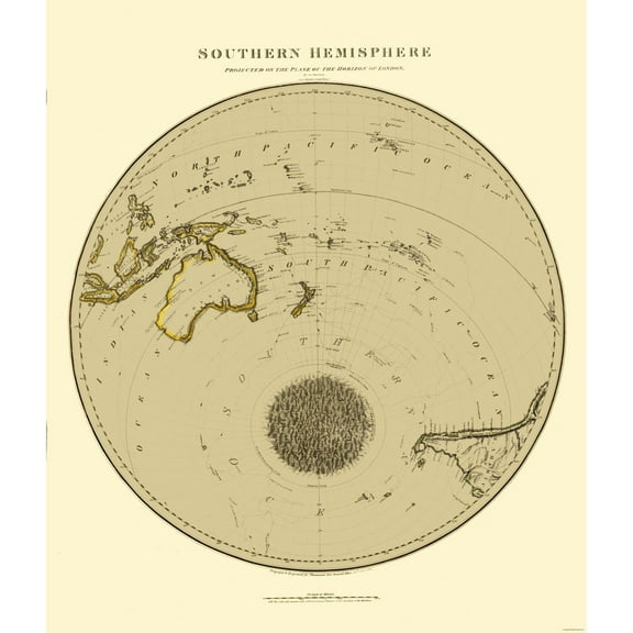 Historic Map - South Pole - Thomson 1816 - 23 x 26.95 - Vintage Wall Art