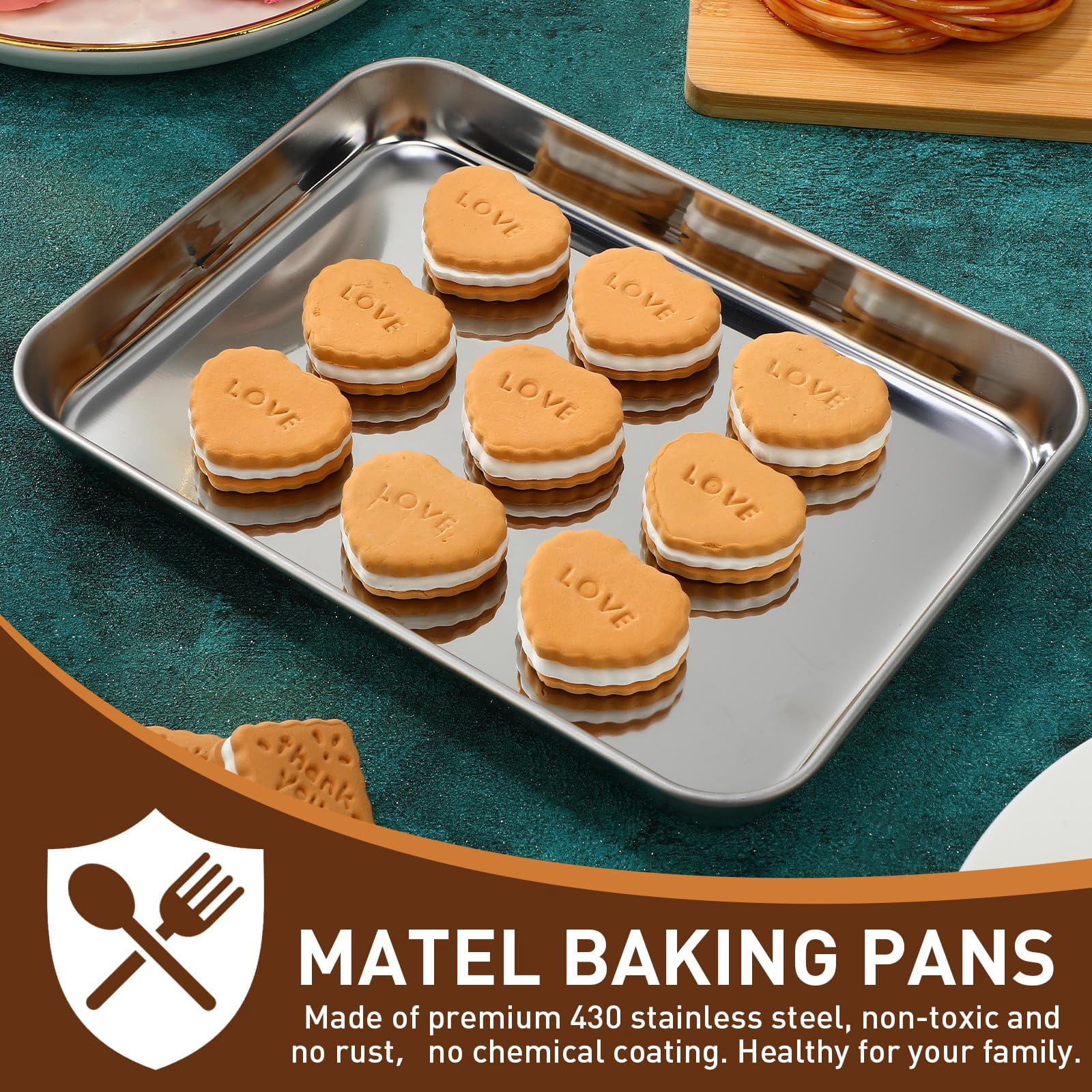 Stainless Steel Baking Sheet Pan Set 9 x 6.7 x 1 Inch 24 Count For Oven Toaster Use