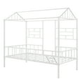 thumbnail image 3 of Bellemave Twin House Bed with Rails, Metal Cabin Bed Frame with Ladder, Playhouse Bed for Teens (Twin Size, White), 3 of 9