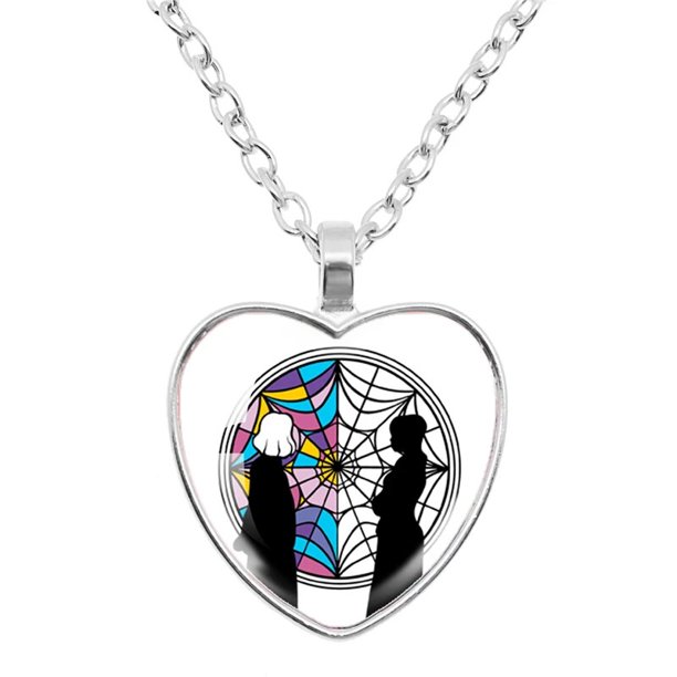 Nevermore-colgante en forma de corazón de Addams para mujer, collar, Gargantilla, joyería hecha a mano, regalo de cumpleaños