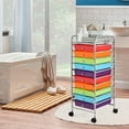 thumbnail image 5 of RONG-3 10-Drawer Multipurpose Rolling Storage Cart, Mobile Craft Cart with Wheels & Lockable Brakes, Home Office School Tools Organizer (Multicolor), 5 of 7