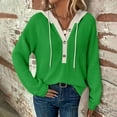 thumbnail image 2 of SROBPTY Womens Fall Winter Jacket Pullover Hooded Color Contrast Solid Outerwear, 2 of 5