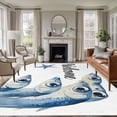 thumbnail image 3 of Ocean Blue Fish Area&nbsp;Rug 5x8ft Welcome Nautical Sea Watercolor Fish Starfish Non-Slip&nbsp;Washable Square&nbsp;Rugs Soft Felt Indoor Floor Mat for Bedroom Kitchen Living Room Bathroom, 3 of 9