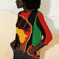 thumbnail image 4 of Staron Women's Black History Month Printed Round Neck Casual 3/4 Sleeve Tops Blouses Loose Summer Shirts Trendy Fashion T-Shirt, Red L, 4 of 7