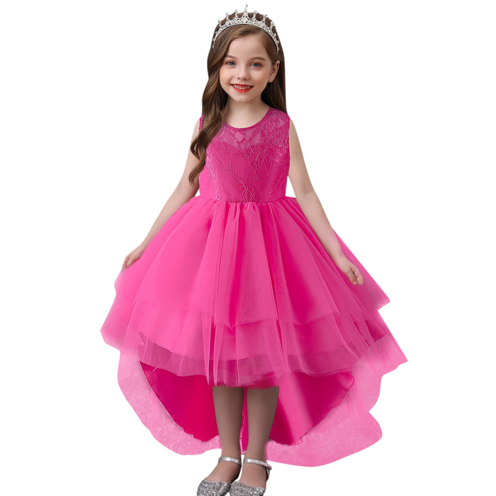 Big Kid Girl Dress Simple Long Sleeve Dress Toddler Kids Girl Dress Summer Sleeveless Flower Princess Dress Catwalk Performance Girls Clothes Hot Pink 3 4 Years Walmart