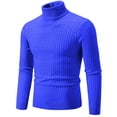 thumbnail image 3 of Suéter de cuello alto de color sólido para hombre, novedad de 2024, negro, blanco y azul real, jersey informal sencillo a la moda para hombre, 3 of 5