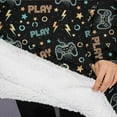 thumbnail image 3 of Oversized Wearable Blanket Hoodie,Colorful Games Symbol Black Pattern Sherpa Blanket Hoodie with Super Pockets,Super Warm Fuzzy Pullover for Women & Men, 3 of 6