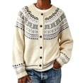 thumbnail image 2 of GILIGEGE Womens Fair Isle Sweater Button Up Long Sleeve Cardigans Crew Neck Open Front Knit Vintage Chunky Sweater Coats Retro Casual Fall Knit Jacket Soft Winter Outwear White XL, 2 of 5