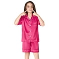 thumbnail image 4 of Topgal Hot Pink Pajama 2PC Set for Little & Big Girls – Satin Summer Cute Button Down Girl PJ Set Size 12, 4 of 7