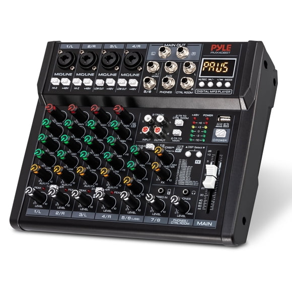 Mezclador de estudio Pyle PMX408ST de 8 canales con Bluetooth y USB