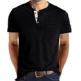 thumbnail image 2 of Men'S Henley Shirts Casual Short Sleeve Button Cotton Tee Fashion Classic Tee T-Shirt With Pocket Mens Casual Short Sleeve Henley Shirts Royal blue 3XL, 2 of 8