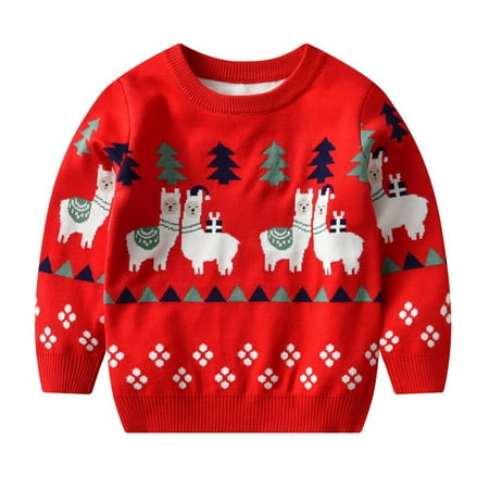 

SYNPOS Kids Crewneck Sweatshirt Sweaters Long Sleeve Kids Sweater Toddler Pullover Crewneck Fall Tops Christmas Outfit