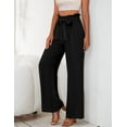 thumbnail image 4 of a.Jesdani Women's Wide Leg Casual Pants High Waisted Elastic Pants Tie Knot Loose Office Trousers with Pockets S-XXL, 4 of 6
