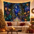 thumbnail image 3 of Stained Glass Archway with Lanterns and Butterflies, Whimsical Fantasy Style for Art Lovers, Mystical Night Scene Decor, Birthday Gift Tapestry Wall Hanging for Bedroom and Living Room, 3 of 7