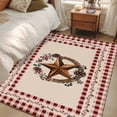 thumbnail image 5 of Vintage Country Washable Area Rug 2.7 x 5 ft Star Wreath Farmhouse Red Buffalo Plaid, Soft Non Slip Rugs Stain Repellent Indoor Felt Carpet for Living Dining Room Bedroom Home Office, 5 of 9