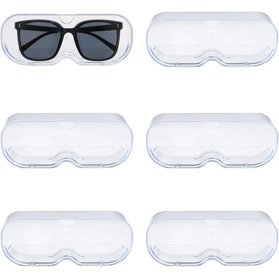 6Pcs Wall Mounted Glasses Holder Sunglasses Wall Organizer Eyeglasses Holder Stand Dustproof Glasses Display Case Clear Sunglasses Rack with Lid for Home Office Dorm