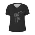 thumbnail image 4 of Yuwull Women's Dandelions Print T Shirts Cute Graphic Tees Short Sleeve Summer V Neck Tee Tops, 4 of 4