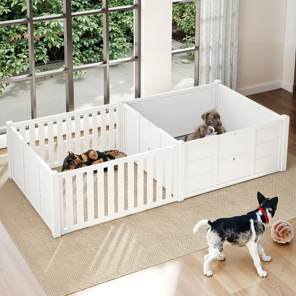 Uforic Whelping Box for Dogs, 78" L x 39.4" W Large Dog Bed Birthing Box Indoor with Removable Doors, Washable Pads, Portable Puppy Brooder for Puppies