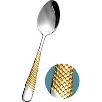 Xideman® Premium 6 Piece Silver Gold Dinner Spoon with Hammered, 18/10 Stainless Steel Fine Soup Spoon, 7.95" Golden Tablespoons for Home, Kitchen or Restaurant, Mirror Polished & Dishwasher Safe