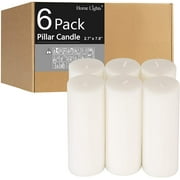 HomeLights Pillar Candles - 2.7x7.8inch | 72 Hours Burning, 6 Pack - White Unscented Smokeless European Pillar Candles - Perfect for Wedding, Parties, Spas, Home Gatherings and Dinner