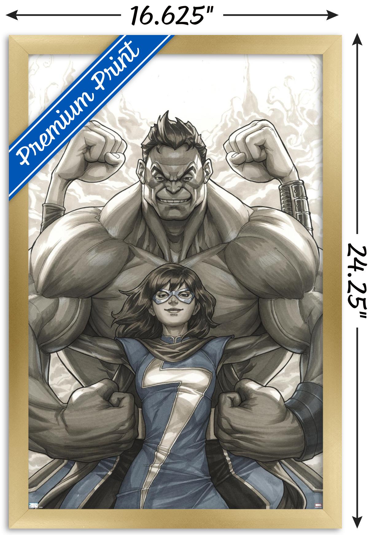 Marvel Comics - Ms. Marvel and Hulk - Champions #1 Wall Poster, 14.725" x 22.375", Framed