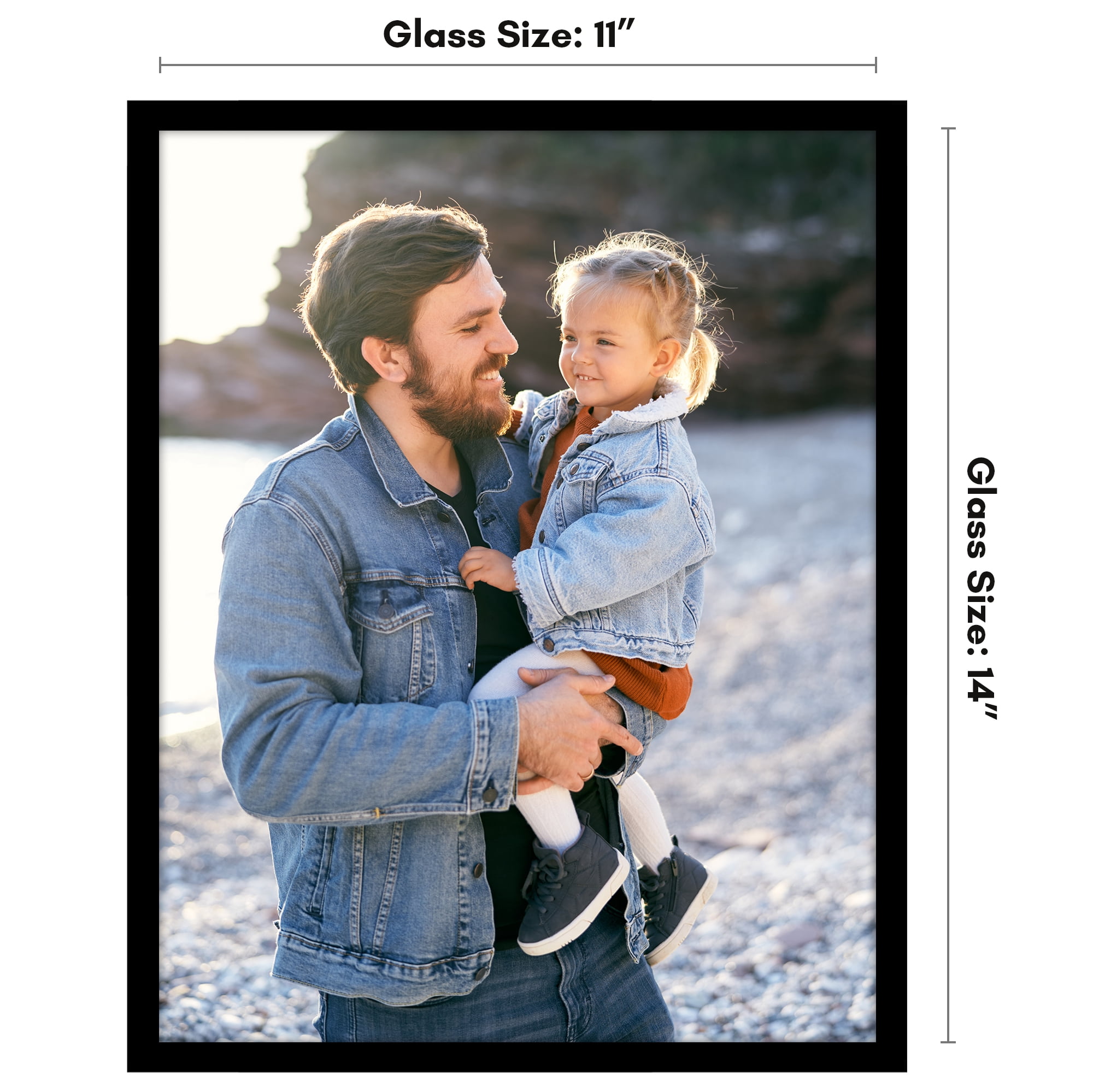 Americanflat 11x14 Picture Frame with Shatter-Resistant Glass Streamline Collection Thin Border Wall - Black