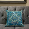 thumbnail image 5 of Paisley Leaf Geo Duo Indoor/Outdoor Pillow with Removable Cover in Aqua Gold18x18, 5 of 5