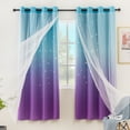 thumbnail image 6 of Anjee Blackout Curtains for Kids Girls Bedroom Curtain,Star Curtain Dual Layer Curtains with Sheer 2 Panel Set,52" x 84",Blue Purple, 6 of 12