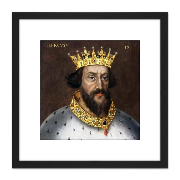 Anonymous Portrait King Henry I England Painting 8X8 Inch Square Wooden Framed Wall Art Print Picture with Mount