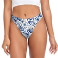 thumbnail image 1 of Fotbe Blue Paisley Tanga Sin Costuras para Mujer con Estampado – Panties Invisibles, Transpirables y Cómodos para Uso Diario-4X-Large, 1 of 6