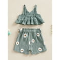 thumbnail image 4 of Bagilaanoe 2Pcs Toddler Baby Girls Short Pants Set Sleeveless Ruffle Vest Tops + Floral Shorts 6M 12M 18M 24M 3T 4T Kids Casual Summer Outfits, 4 of 9