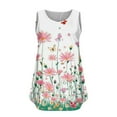 thumbnail image 3 of Cagogo Womens Dressy Casual Plus Size Tank Tops Under $5 Flowy Pleated Button Up Floral Printed V Neck Sleeveless Camis Blouses Loose Cute Beach Tanks Outfits, 3 of 4