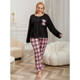 thumbnail image 5 of ebukurty Plus Size Pajama Sets for Women 2 Piece Long Sleeve with Pockets Plaid Oversize Sleepwear, Sizes 1XL-2XL, 5 of 8