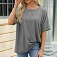 thumbnail image 3 of Plebaso Women's Casual T-Shirts Plain Short Sleeve Basic Tee Loose Summer Shirt Tops Solid Color, 3 of 7